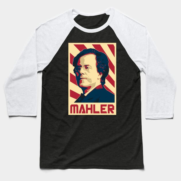 Gustav Mahler Retro Propaganda Baseball T-Shirt by Nerd_art